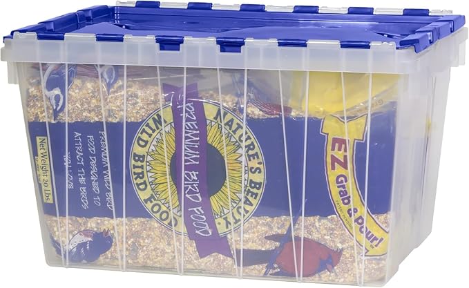 Akro-Mils KeepBox 12 Gallon Storage Container, Nesting and Stackable Plastic Storage Box with Lid Attached, Clear Tote for Garages, Closets, Moving, 21-1/2" x 15" x 12-1/2", Clear/Blue, Pallet of 48 - Image 10