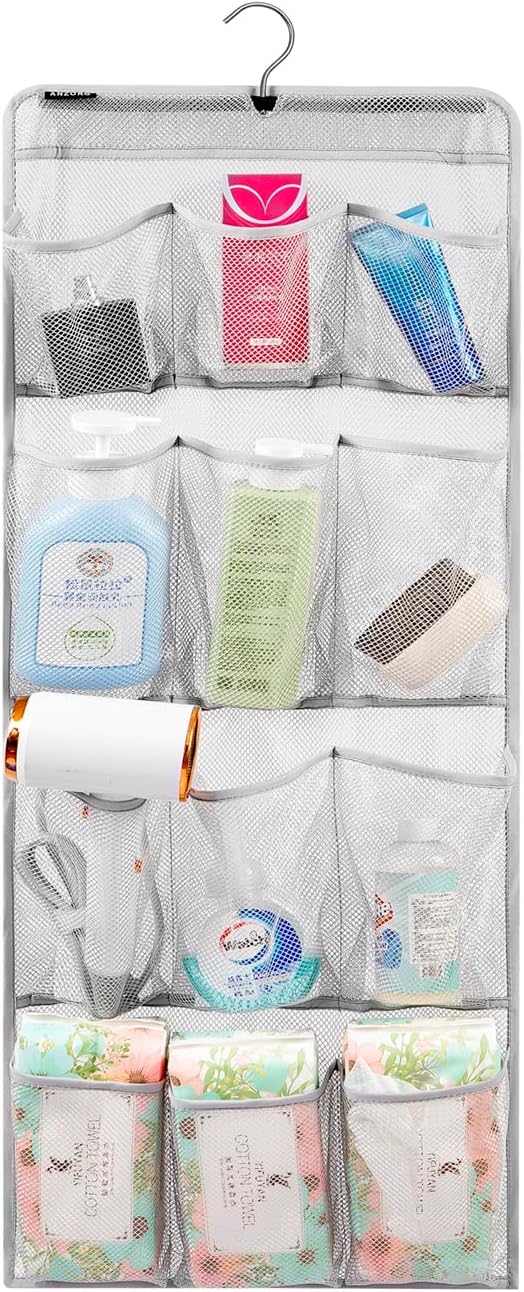 Mesh Shower Organizer Hanging Caddy Quick Dry Bathroom Storage for Toiletry Accessories with Rotating Hanger (12 Pockets) by ANZORG