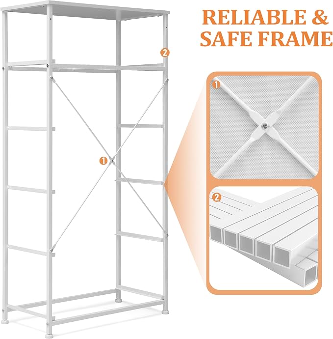 Fabric Dresser for Bedroom, Tall Skinny Dresser with 6 Drawers, Storage Organizer Tower, Steel Frame Wooden Top for Closet, Living Room, Hallway(White) - Image 8