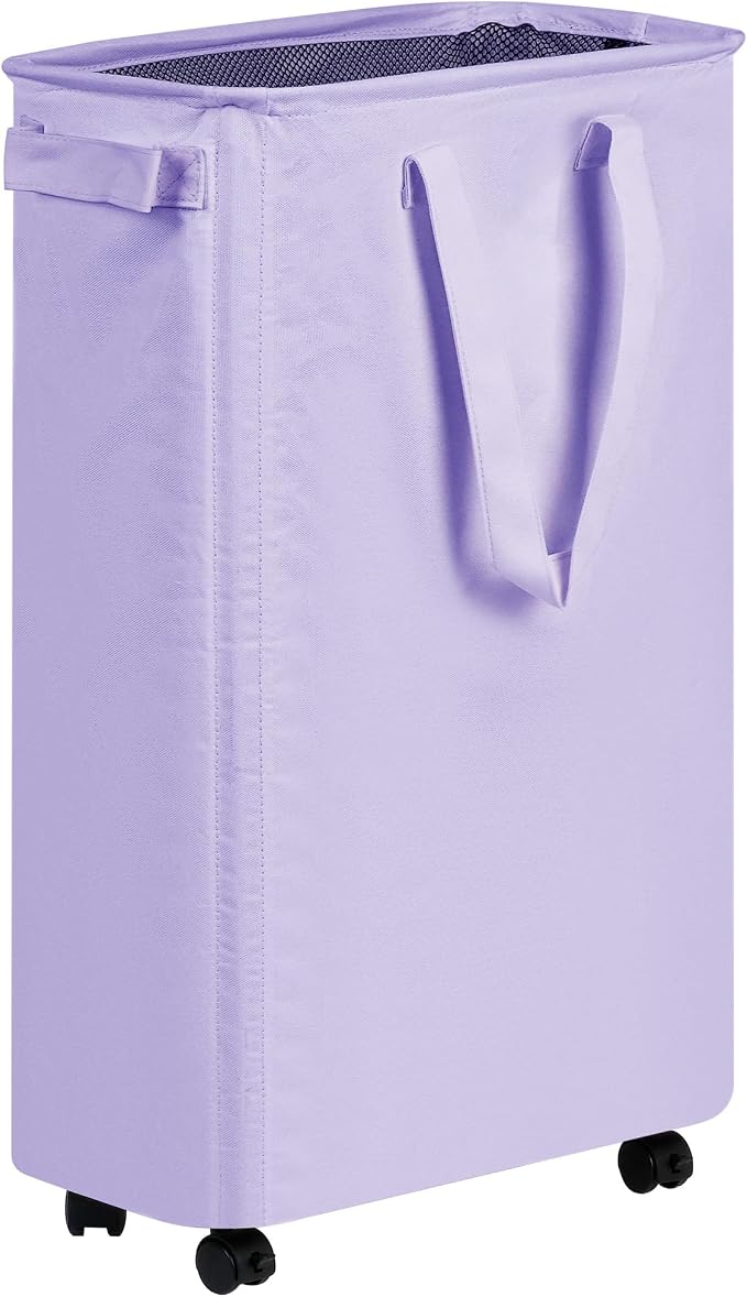 efluky Slim Laundry Hamper with Wheels, Rolling Laundry Basket for Clothes, Small Laundry Basket for Bedroom, Dorm and Laundry Room, 60L (12.7 Gallons) Purple by efluky