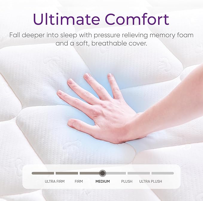 GAESTE Twin Mattress in a Box, 10 Inch Hybrid Mattress with Comfort Memory Foam and Pocket Springs, Medium Firm, Pressure Relief, CertiPUR-US Certified (Twin, 10 in)