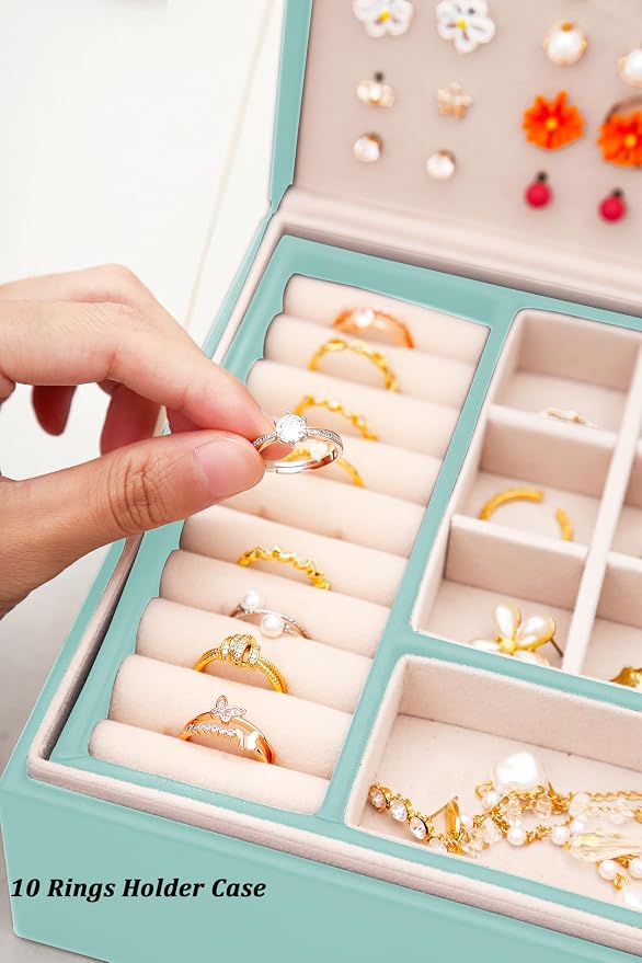 QBestry Girls Jewelry Box for Earrings Jewelry Organizer Box Teen Girls Earrings Organizer Jewelry Box Earring Holder Organizer Stud Earring Box for Girls Womens Jewelry Case Organizer Teal - Image 7