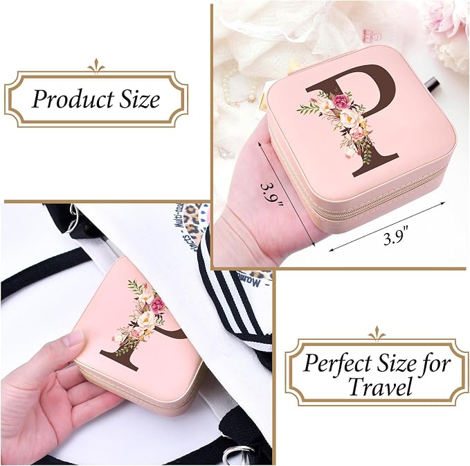 Travel Jewelry Case for Women, Travel Jewelry Box Organizer Personalized Pink Gifts for Girls Wife Mom, Gift for Friend Sister Grandma Aunt - Image 4