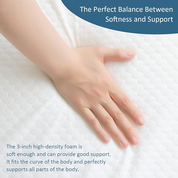 Moonsea Tri Folding Mattress Topper, Memory Foam Tri-fold Mattress with Ultra Soft Waterproof Washable Cover, Full Size (75"x54"x4")