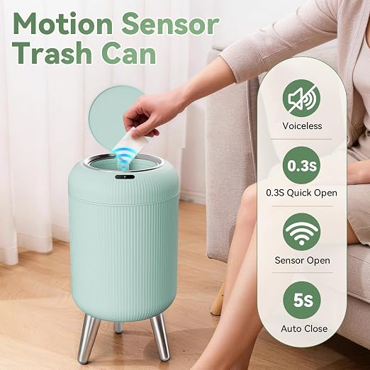 Automatic Motion Sensor Bathroom Trash Can Touchless,3 Gallon/11L Smart Garbage Bin,Mini Trash Can with Removable Legs for Toilet,Kitchen,Bedroom,Office,Smart Plastic Electric Garbage Cans-Blue - Image 3