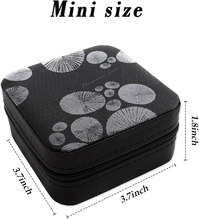 Black White Leaves Travel Jewelry Box Jewelry Organizers and Storage Small Jewellery Box Case Personalized Portable Travel Accessories Gifts for Women Girls Wife Girlfriend Birthday Christma - Image 2
