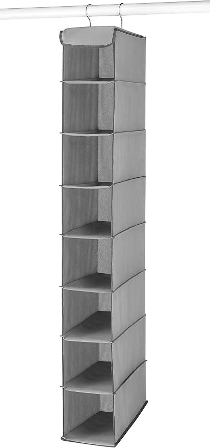 Whitmor Hanging Shoe Shelves - 8 Section - Closet Organizer - Grey by Whitmor