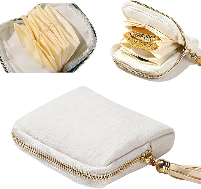 Travel Jewelry Organizer Bag Small Jewelry Holder Case with Tassel Zipper for Vacation Business Trip, Velvet Necklace Earrings Bangles Storage Box for Women Girls by Unknown