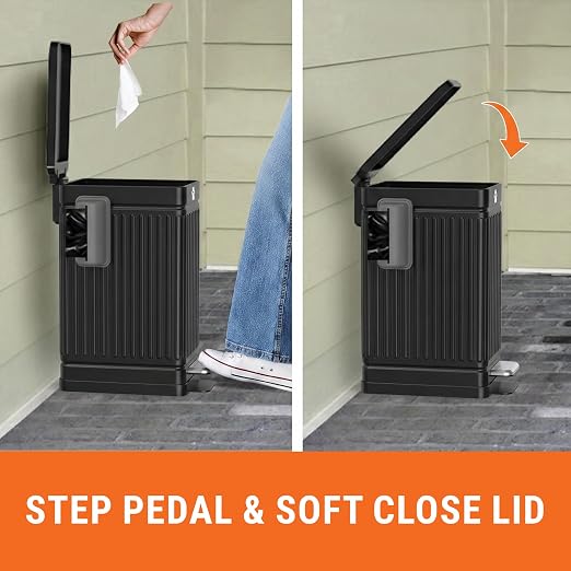 Pupzle Dog Poop Trash Can Outside, 3.2 Gal Metal Dog Waste Trash Can with Lid Outdoor, Waste Container with Pedal Garbage Poop Bin, Poo Bucket Outdoor with Lid for Backyard Odor Control - Image 9
