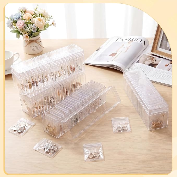 Kenning 84 Pcs Acrylic Jewelry Case Organizer, Clear Jewelry Organizers Holder with Portable Anti Tarnish Storage Bags for Rings, Earrings, Necklaces, Ideal Gifts for Women (Clear) - Image 4