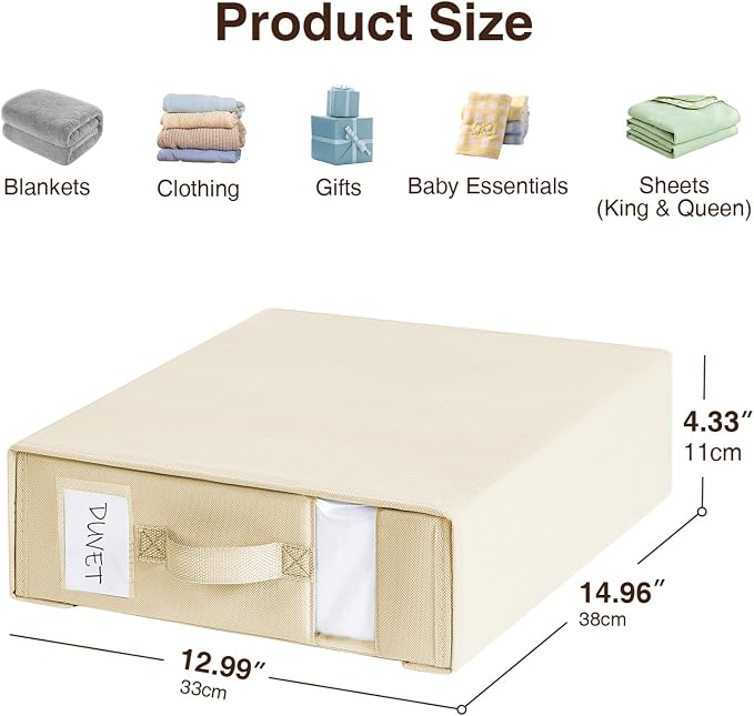 DIMJ Bed Sheet Organizers and Storage 6 Pack - Foldable Sheet Holder for Linen Bedding Storage Box for organization, Sheets Set Holder for Blanke, Towel (King & Queen Size), Beige - Image 5