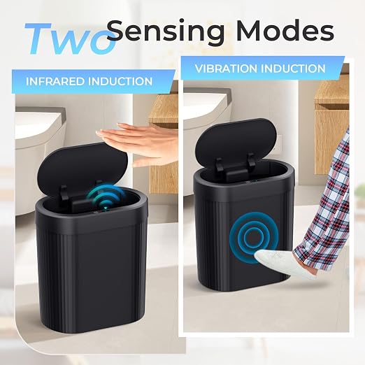 jinligogo 2 Pack 5 Gallon Bathroom Trash Can with Lid, Automatic Motion Sensor Black Trash Can, Touchless Slim Waterproof Garbage Bin for Kitchen, Bedroom, Office, and Bathroom - Image 6