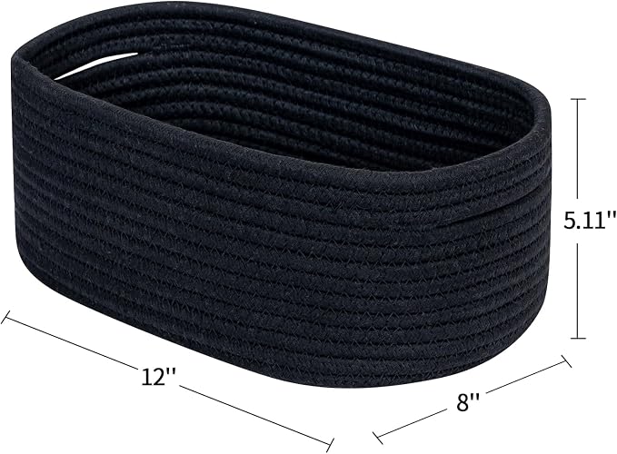CubesLand Cute Black Basket Bins,Small Woven Storage Baskets for Shelf,Baby Nursery Basket Bin,Cube Organizer Basket Bin,Soft Toys Storage Basket,Home Decor Organization Bins 12 x 8 x 5 inches - Image 6