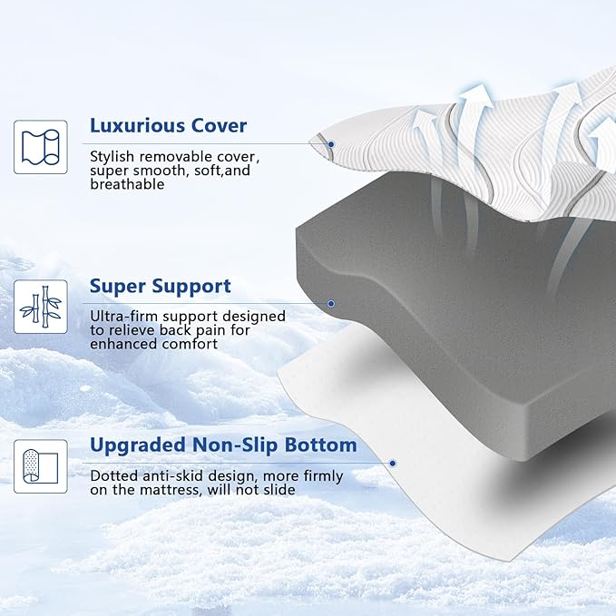 Ultra Firm Mattress Topper Queen Size, 3 Inch Extra Firm Mattress Pad for Pain Relief, High Density Support Bed Topper with Removable & Washable Cover, CertiPUR-US, No Smell