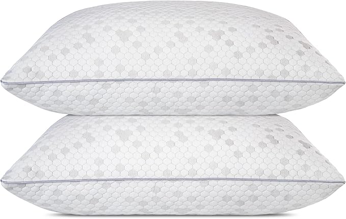HIMOON Shredded Memory Foam Pillows, Medium Firm Standard Size Pillows 2 Pack,Couples Bed Pillows for Side Back Stomach Sleepers Set of 2