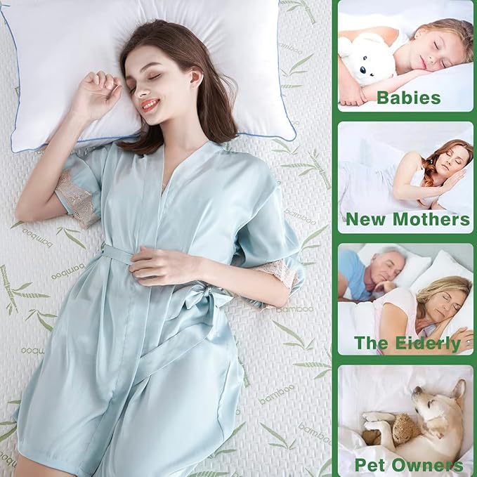 Parkdeny Full Mattress Encasement, Waterproof Cooling, Rayon from Bamboo, 3D Air Fabric, Breathable, Noiseless, Washable, Fits 5"-13" Deep Mattresses