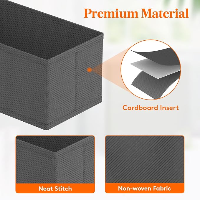 Lifewit Drawer Organizer Clothes for Closet 32 Pack, 3 Sizes Underwear Wardrobe Drawer Dividers, Fabric Foldable Dresser Storage Organizer Bins for Sock/Bra/Lingerie/Undies, Gray - Image 5