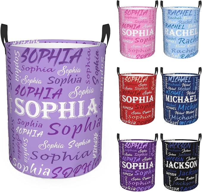 Custom Name Laundry Hamper, Personalized Laundry Basket with Name for Baby Boys Girls, Customized Collapsible Dirty Clothes Hamper Storage with Handles for Bedroom Bathroom Dorm Room Decor by Ownxhbc