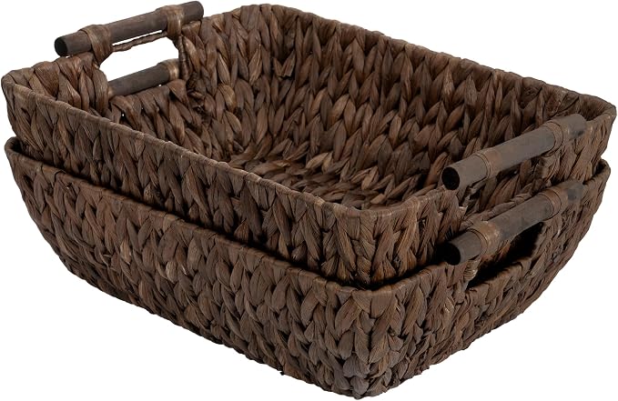 Storageworks Wicker Baskets for Shelves, Large Organizer Basket for Shelves, Wicker Baskets for Storage, Decorative Storage Basket, Vintage Home Decor, Water Hyacinth by StorageWorks