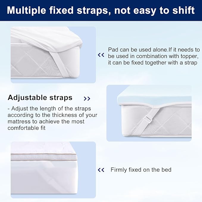 XWZO Queen Size Memory Foam Mattress Topper Dual Layer 3 Inch,2 Inch Cooling Gel Memory Foam Mattress Topper and 1 Inch Pillow Top Pad for Back Pain Relief