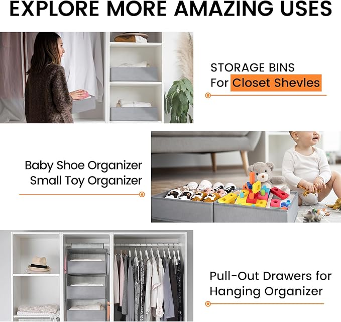 【FAMILY PACK】Drawer Organizer Clothes, 20 Pack Dresser Organizer Bins for Baby Clothes - Underwear Bra Sock Organizer - Fabric Closet Organization and Storage Dividers for Nursery Bedroom Dorm - Image 4