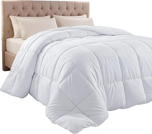 Utopia Bedding King Comforter Duvet Insert, Quilted White Comforter with Corner Tabs, Box Stitched Down Alternative Comforters King Size 90 x 102 inches
