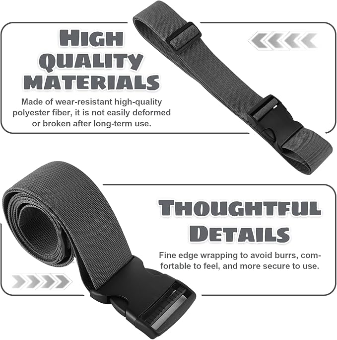 6 Pcs Mattress Topper Straps Adjustable with Buckles for Storaging and Moving Memory Foam Mattress Dark Grey (60''x2'')