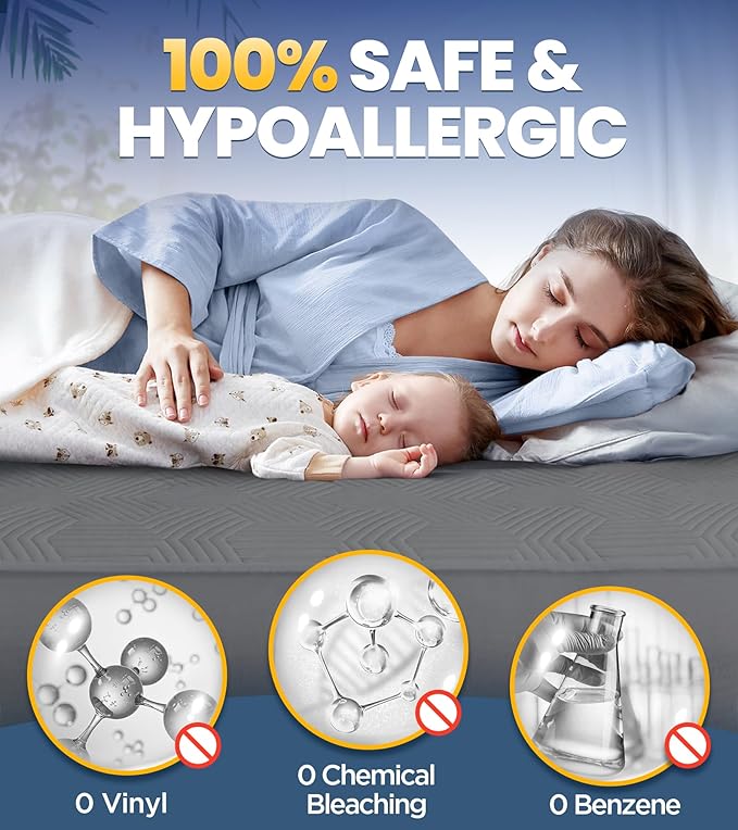 100% Waterproof Mattress Protector with High Resistance to Liquid, Breathable 3D Air Cal King Mattress Protector, Ultra Soft Cooling Mattress Cover Hypoallergenic Quiet Bed Cover Fits 6"-21"(Gray)