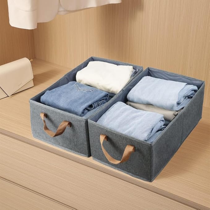 Fordonral Pack of 3 Large Capacity Storage Bins Closet Organizer System, Sturdy Foldable Storage Boxes for Organizing Clothing, Sheets, Toys, Books - Shelf Organizer Shelves Basket Storage Bin - Image 3