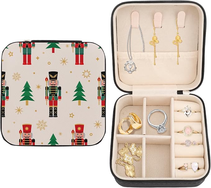 Jewelry Box for Travel Portable Small Jewelry Organizer Nutcracker Travel Jewellery Box for Women Men Boys Girls Jewellery Rings Organizer Case Birthday Christmas Wedding Gifts Nutcracker by Unknown