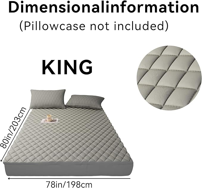 WESLEEPER Mattress Protector Waterproof Mattress Protector Mattress Bed Cover Super Soft Breathable Machine Washable Cover for Home, Bedroom, Hotel (Gray, King)