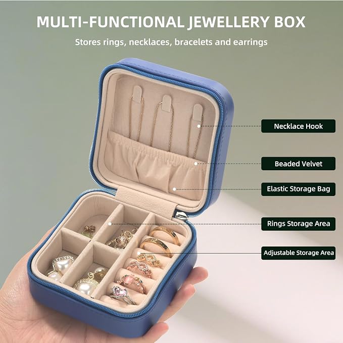 shunmei Mini Travel Jewelry Box,PU Leather Portable Jewelry Organizer Case,Art Accessories Storage Holder Boxes for Earring, Necklace, Rings, Bracelets (Two Cats) - Image 5