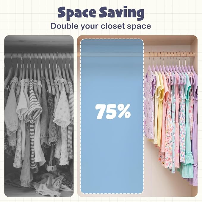 HOUSE DAY 11 Inch Velvet Baby Hangers 50 Pack Lt-Purple, Premium Kids Hangers for Children, Infant & Toddler Clothes, Durable Non Slip Small Baby Felt Hanger for Closet, Ideal for Everyday Use - Image 6