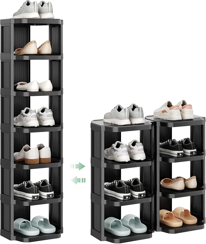 Kitstorack 8-Tier Vertical Plastic Shoe Rack, Freestanding Stackable Storage Organizer for Small Closets and Tight Spaces by Kitstorack