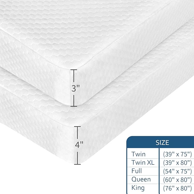 Moonsea Mattress Topper Cover (Cover Only) Twin Size, 3-4 Inch Zippered Viscose Made from Bamboo Cover for Latex Mattress Topper, Removable Memory Foam Mattress Topper Cover with Straps