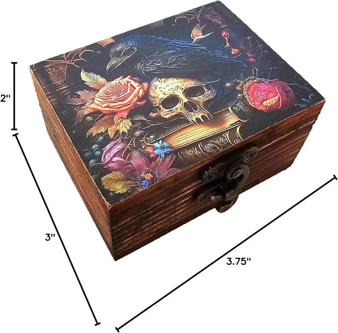 Trinket Box Small Jewelry Keepsake Box | Earrings Necklace Storage Box for Girls Women | Gift Idea, Birthday Christmas, Weddings, Animals Ornaments for Home Décor (Mystical Raven and Skull) - Image 10