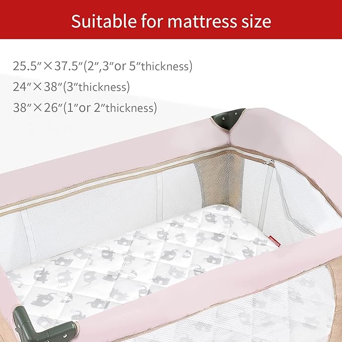 Pack and Play Sheets Fitted, Breathable Thick Playard Lovely Print Cover 39"×27"×5" Compatible with Graco Pack n Play, Elephant