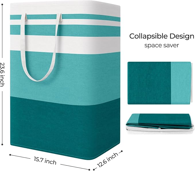 StorageRight Large Collapsible Laundry Basket Hamper with Easy Carry Handles，Freestanding Clothes Hampers for Laundry, Bedroom, Dorm, Towels, Toys, 75L, Green - Image 2