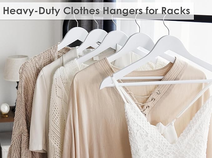 StorageWorks White Wooden Hangers 20 Pack, Heavy Duty Wood Hangers for Closet, Clothes Hangers for Coats, Bridesmaid Suits, Wedding Dress - Image 6