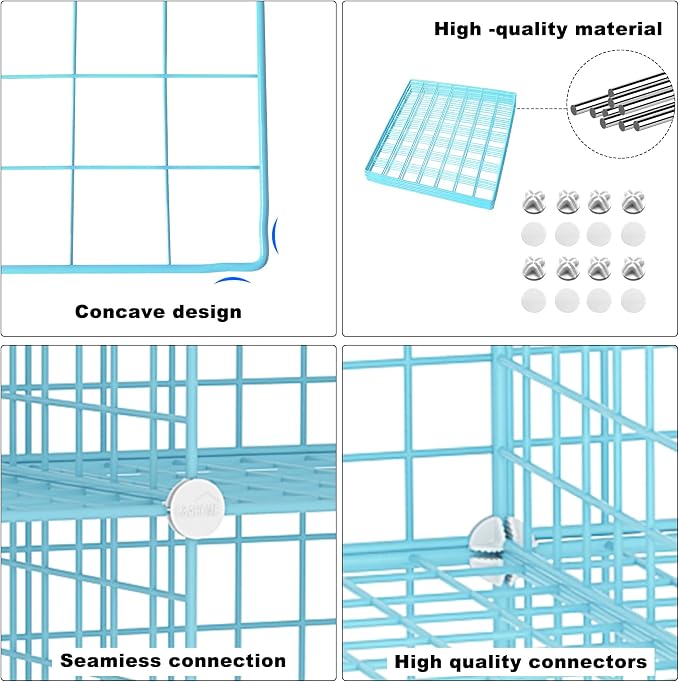 C&AHOME Wire Cube Storage, 12 - Cube Organizer Metal C Grids, Modular Shelves Units, Closet Organizer, Ideal for Home, Office, Living Room, 36.6”L x 12.4”W 48.4”H, Blue UWCS3012B - Image 8