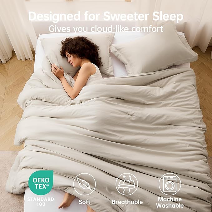 MUXHOMO Queen Comforter Set, All Season Ultra Soft Down Alternative Bedding - 3 Piece Lightweight Bed Set Includes 1 Comforter (90"x90") and 2 Pillow Shams (20"x26"), Linen