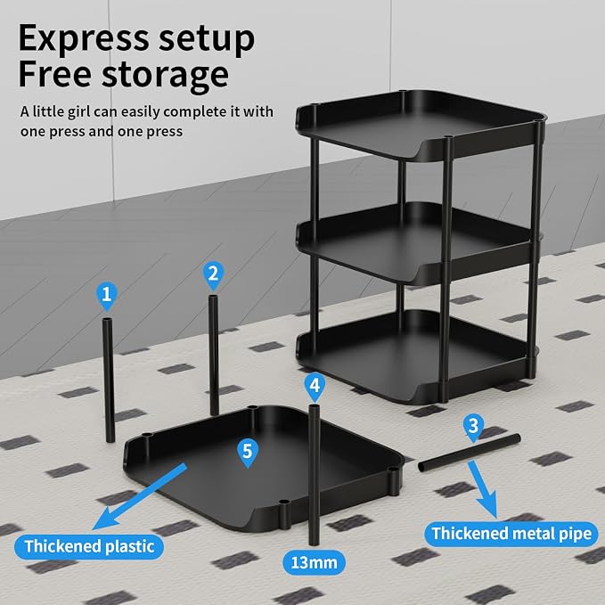 8 Tier Vertical Narrow Shoe Rack, Stackable Tall Skinny Shoerack, Compact Single Shoes Storage Tower for Slim Space, Corner Plastic Shelves, for Hallways, Entryway, Bedrooms Organizer, Black - Image 5