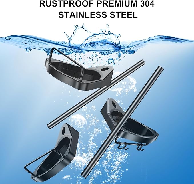 HAMITOR Corner Shower Caddy Tension Pole: Adjustable Stainless Steel Shower Organizer 4 Tier Shelf for Bathroom Bathtub Shampoo - Floor Standing Rack Bath Storage Holder with Rust Proof Rods - Black - Image 4