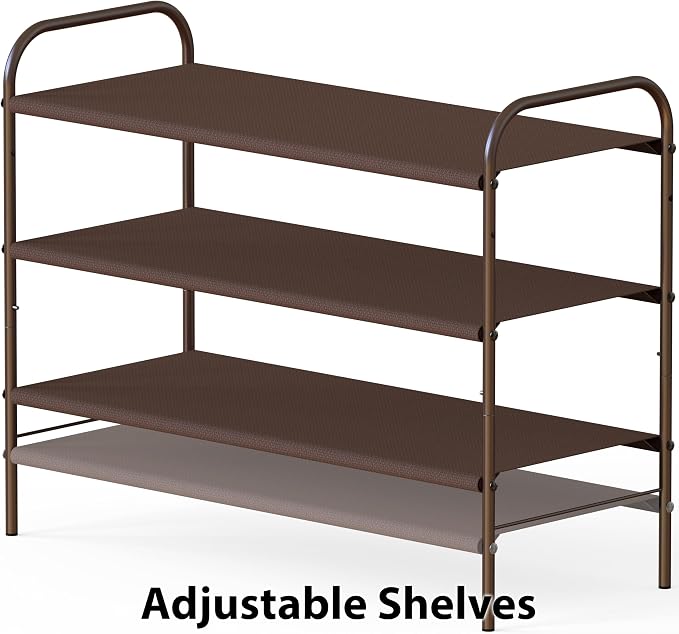 Simple Houseware 3-Tier Shoe Rack Storage Organizer, Bronze – Space-Saving Shoe Shelf, Holds 9–16 Pairs, Sturdy Metal Frame, Easy Assembly – Closet, Entryway, Bedroom Shoe Storage Solution - Image 4