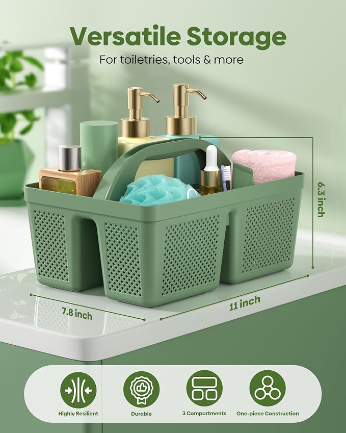 4 Pack Portable Shower Caddy, Integrated Handle, Reinforced Plastic, Organizer Storage Bathroom Supplies and Beauty Products, Cleaning Supplies, Shower Basket for Home, Dorm, Shelf and Cabinet - Image 4