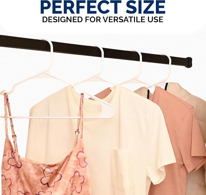 Closetselect Plastic Hangers 50 Pack - Space Saving Clothes Hangers, Made in USA, Durable & Strong Plastic Shirt & Coat Hanger with Notches & Shoulder Grooves, Non-Slip Clothing Hangers | Black - Image 7