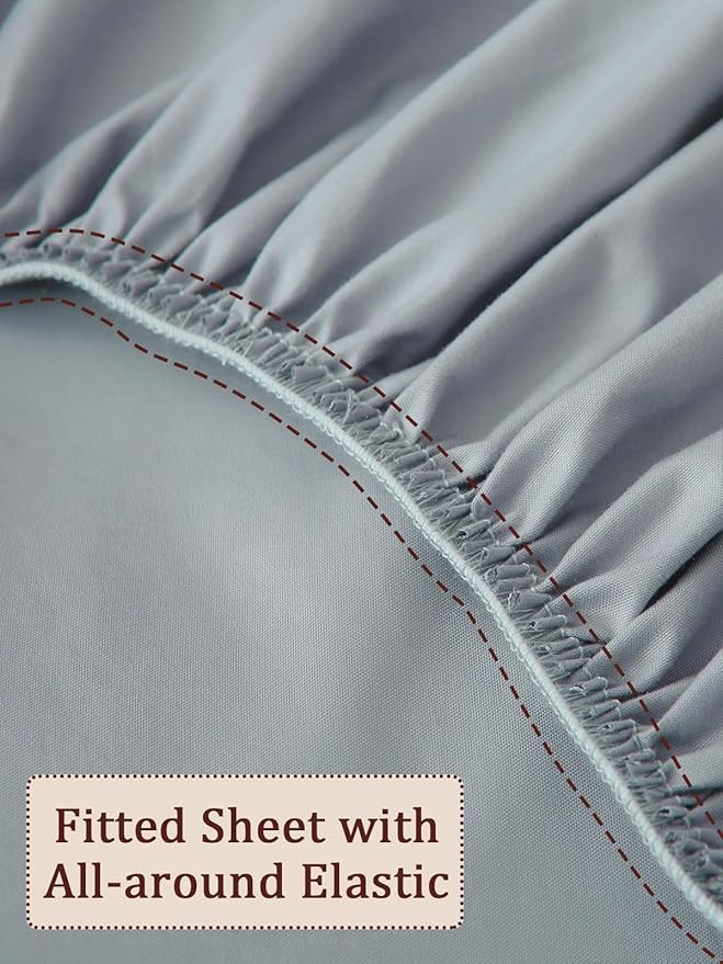 Twin Fitted Sheet for Air Mattress, with 18-24 Inch Extra Deep Pocket, Soft Breathable Air Bed Mattress Sheet Cover for Inflatable Bed, Grey
