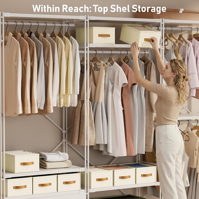 DIMJ Wardrobe Clothes Organizer - Foldable Closet Drawer Organizer Dividers for Jeans, Pants, Sweater, T Shirt, Storage Bins with Handles for Shelf - Image 5