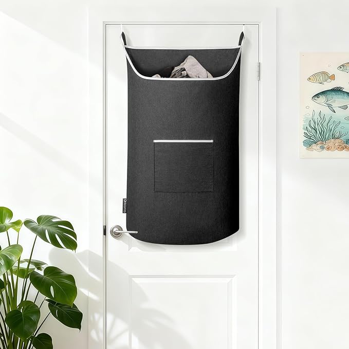 SAVERHO Black Hanging Laundry Hamper Bag, XL Door Hanging Hamper with Large Openging Laundry Hamper Storage Bag Large Size 36X22 Inch (Black) - Image 8