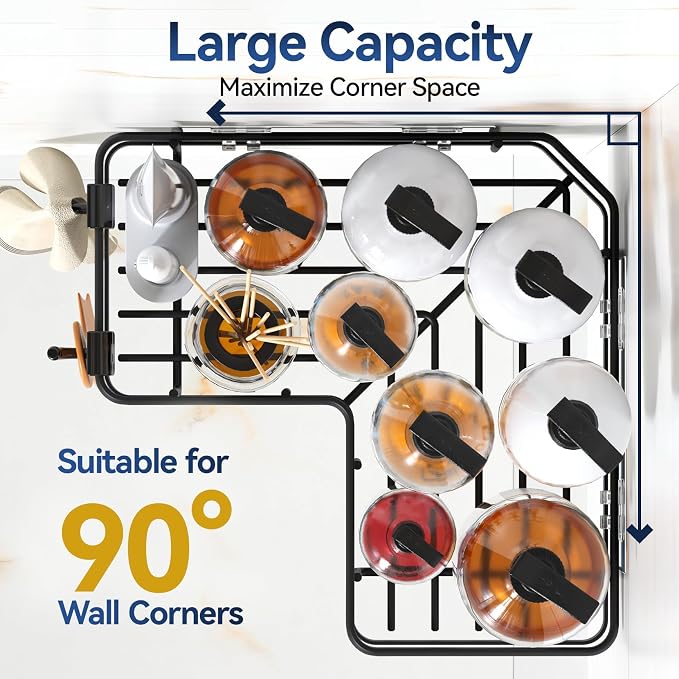 YASONIC Corner Shower Caddy, 5-Pack Adhesive Rustproof Stainless Steel Shower Organizer with Soap Holder, No Drilling Shower Shelf for Inside Shower, Dorm, Renters, Black - Image 3